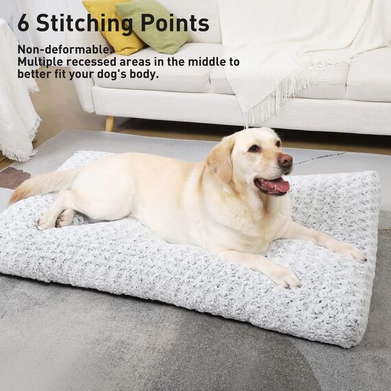 KSIIA Hundebett Grosse Hunde, Waschbar Hundekissen flauschig, Hundematte für große, mittelgroße Hunde, rutschfeste Unterseite, atmungsaktiv, Haustierbett Hundematratze Hellgrau 90x60cm