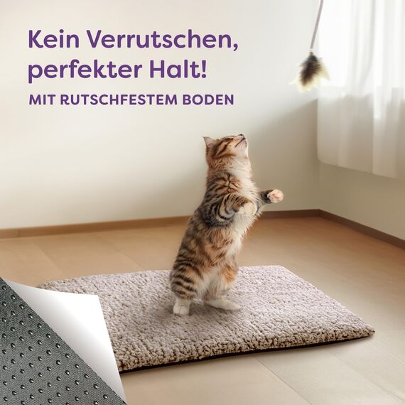 Knupis Selbstheizende Decke für Katzen Braun 60x45cm – Weich & kuschelige Katzendecke – Waschbarer Bezug – Mit Rutschfester Unterseite – Heizdecke für Katzen – Wärmekissen Katze – Braun