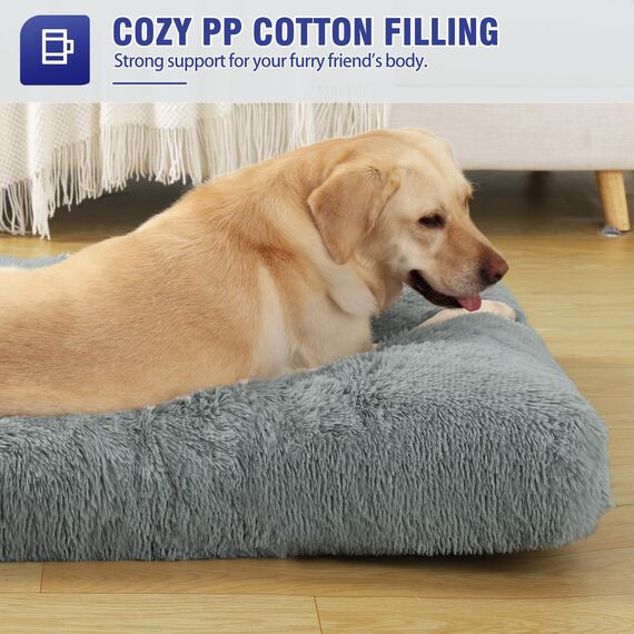 KSIIA Hundebett Grosse Hunde Waschbar, Plüsch Hundekissen flauschig, 105x70cm, rutschfeste Unterseite, Hundematte für große, mittelgroße Hunde, Hundekorb Hundematratze Haustierbett Grau