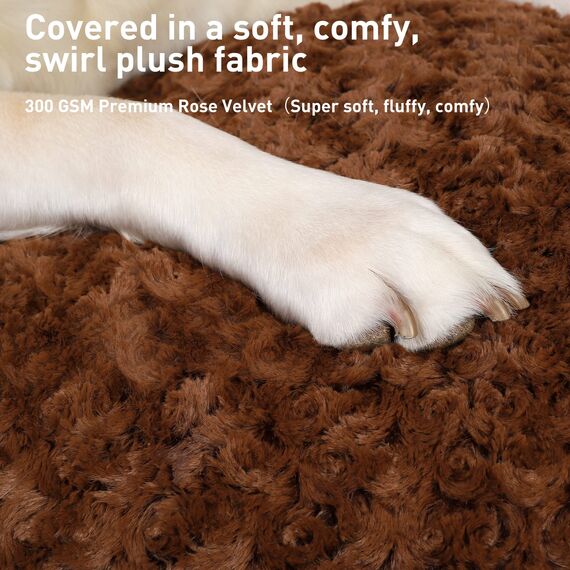 KSIIA Hundebett Grosse Hunde Waschbar, XL Hundekissen flauschig, Hundematte für große mittelgroße Hunde, rutschfeste Unterseite, Hundekorb Hundematratz Haustierbett Braun 105x70cm