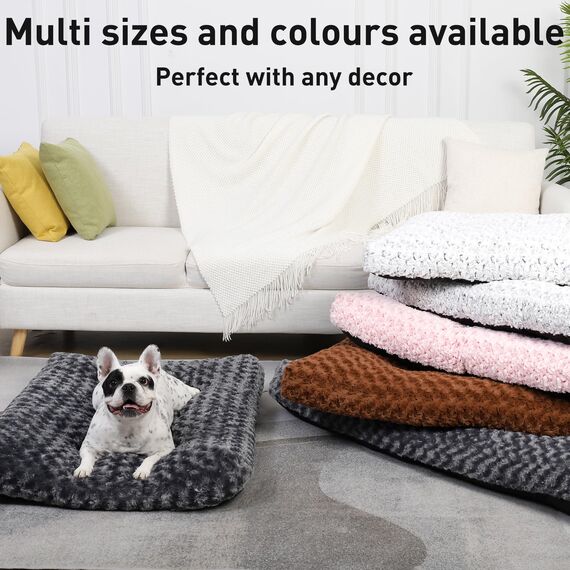 KSIIA Hundebett mittelgroße Hunde Waschbar, Hundekissen flauschig, M Hundematte für kleine mittelgroße Hunde, rutschfeste Unterseite, Hundekorb Hundematratze Haustierbett, Dunkelgrau, 76x52cm