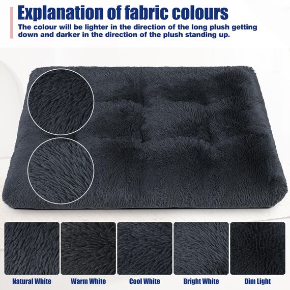 KSIIA Hundebett mittelgroße Hunde Waschbar, Plüsch Hundekissen flauschig, 76x52cm, rutschfeste Unterseite, Hundematte für kleine, mittelgroße Hunde, Hundekorb Hundematratze Haustierbett Schattengrau