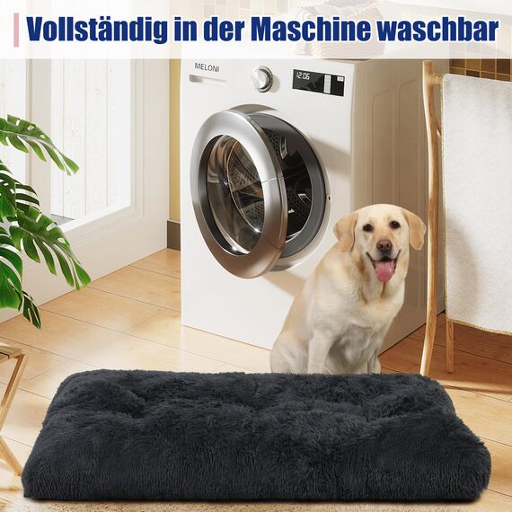 KSIIA Hundebett Grosse Hunde Waschbar, Plüsch Hundekissen flauschig, 91x68cm, rutschfeste Unterseite, Hundematte für große, mittelgroße Hunde, Hundekorb Hundematratze Haustierbett Schattengrau
