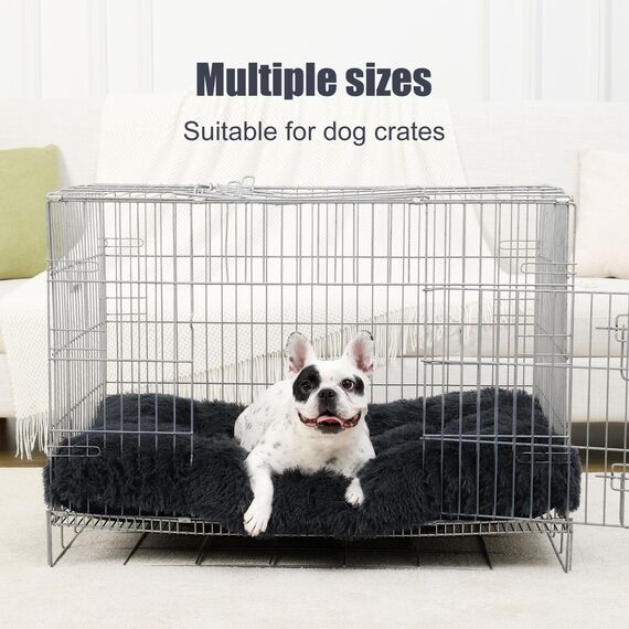 KSIIA Hundebett mittelgroße Hunde Waschbar, Plüsch Hundekissen flauschig, 76x52cm, rutschfeste Unterseite, Hundematte für kleine, mittelgroße Hunde, Hundekorb Hundematratze Haustierbett Schattengrau