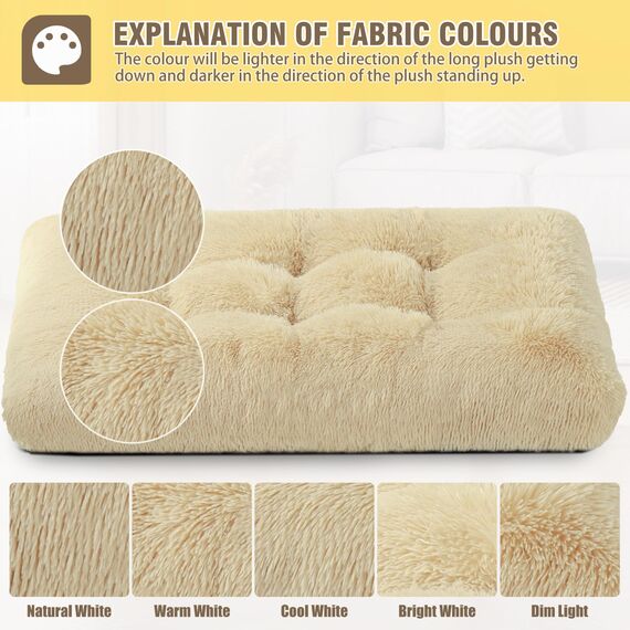 KSIIA Hundebett Grosse Hunde Waschbar, Plüsch Hundekissen flauschig, 105x70cm, rutschfeste Unterseite, Hundematte für große, mittelgroße Hunde, Hundekorb Hundematratze Haustierbett Khaki