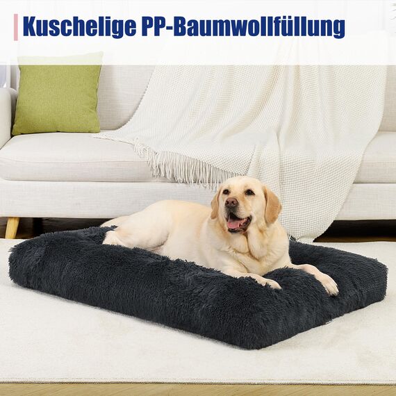 KSIIA Hundebett Grosse Hunde Waschbar, Plüsch Hundekissen flauschig, 111x81cm, rutschfeste Unterseite, Hundematte für große, mittelgroße Hunde, Hundekorb Hundematratze Haustierbett Schattengrau