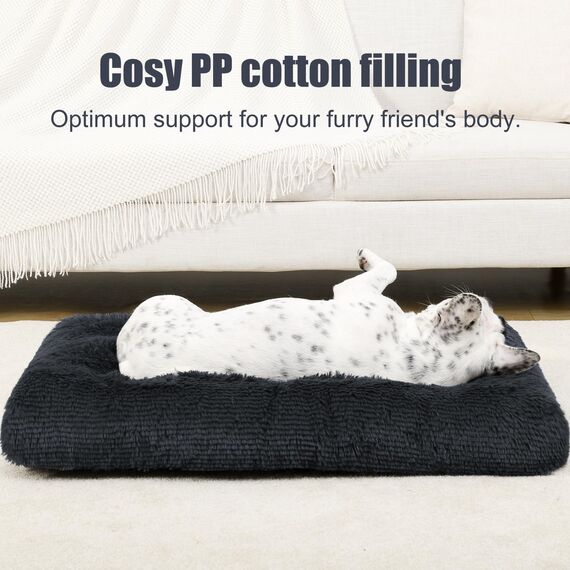 KSIIA Hundebett kleine Hunde Waschbar, Plüsch Hundekissen flauschig, 60x45cm, rutschfeste Unterseite, Hundematte, Hundekorb Hundematratze atmungsaktiv Haustierbett Schattengrau