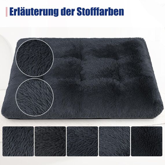KSIIA Hundebett Grosse Hunde Waschbar, Plüsch Hundekissen flauschig, 91x68cm, rutschfeste Unterseite, Hundematte für große, mittelgroße Hunde, Hundekorb Hundematratze Haustierbett Schattengrau