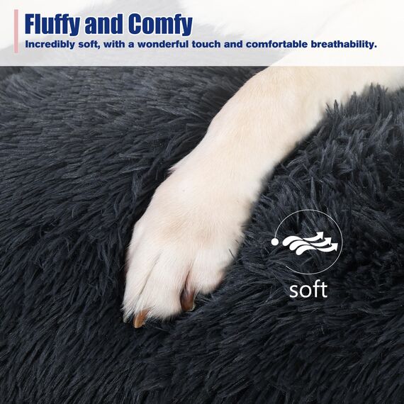 KSIIA Hundebett Grosse Hunde Waschbar, XXL Plüsch Hundekissen flauschig, 122x74cm, rutschfeste Unterseite, Hundematte für große, mittelgroße Hunde, Hundekorb Hundematratze Haustierbett Schattengrau