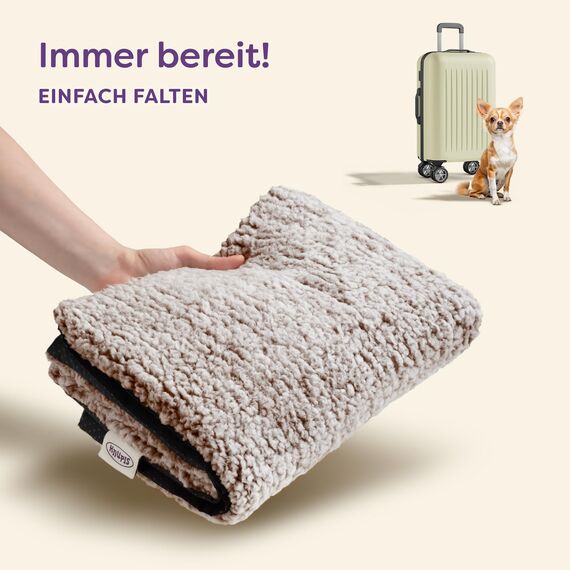 Knupis Selbstheizende Decke für Katzen Braun 60x45cm – Weich & kuschelige Katzendecke – Waschbarer Bezug – Mit Rutschfester Unterseite – Heizdecke für Katzen – Wärmekissen Katze – Braun