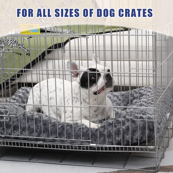 KSIIA Hundebett mittelgroße Hunde Waschbar, Hundekissen flauschig, M Hundematte für kleine mittelgroße Hunde, rutschfeste Unterseite, Hundekorb Hundematratze Haustierbett, Dunkelgrau, 76x52cm