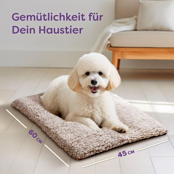 Knupis Selbstheizende Decke für Katzen Braun 60x45cm – Weich & kuschelige Katzendecke – Waschbarer Bezug – Mit Rutschfester Unterseite – Heizdecke für Katzen – Wärmekissen Katze – Braun