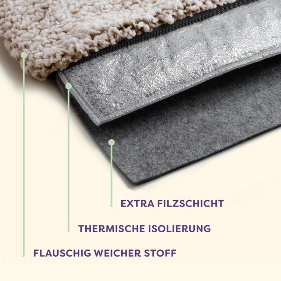 Knupis Selbstheizende Decke für Katzen Braun 60x45cm – Weich & kuschelige Katzendecke – Waschbarer Bezug – Mit Rutschfester Unterseite – Heizdecke für Katzen – Wärmekissen Katze – Braun