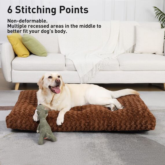 KSIIA Hundebett Grosse Hunde Waschbar, XL Hundekissen flauschig, Hundematte für große mittelgroße Hunde, rutschfeste Unterseite, Hundekorb Hundematratz Haustierbett Braun 105x70cm