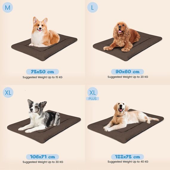 Baodan Hundebett Mittelgroße Hunde Waschbar, 90x60 cm Hundekissen Flauschig mit rutschfeste Unterseite, Hundebetten für Mittelgroße Hunde, braun