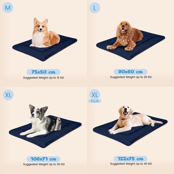 Baodan Hundebett Mittelgroße Hunde Waschbar, 90x60 cm Hundekissen Flauschig mit rutschfeste Unterseite, Hundebetten für Mittelgroße Hunde, Marineblau