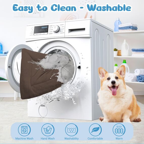 Baodan Hundebett Kleine Hunde Waschbar, 75x50 cm Hundekissen Flauschig mit rutschfeste Unterseite, Hundebetten für Kleine Mittelgroße Hunde, Braun
