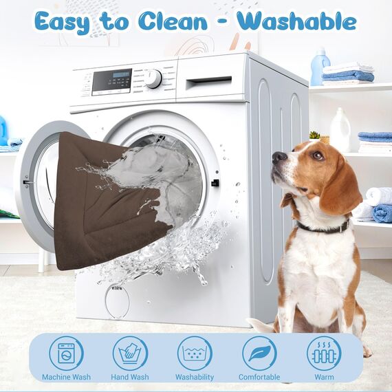 Baodan Hundebett Mittelgroße Hunde Waschbar, 90x60 cm Hundekissen Flauschig mit rutschfeste Unterseite, Hundebetten für Mittelgroße Hunde, braun