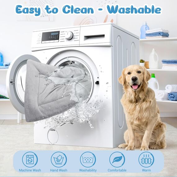 Baodan Hundebett Grosse Hunde Waschbar, 106x71 cm Hundekissen Flauschig mit rutschfeste Unterseite, XL Hundebetten für Große Hunde, Grau