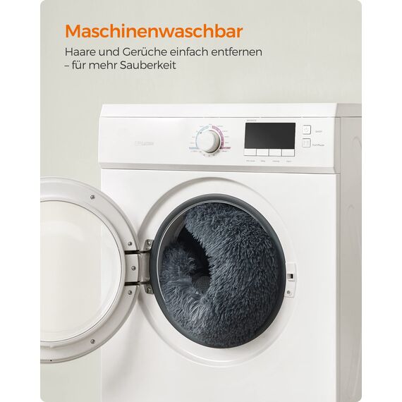 Feandrea Hundebett, Hundekissen, Flauschige Hundematte, Langer Plüsch, 95 x 60 cm, weiche Polsterung, maschinenwaschbar, multifunktional, dunkelgrau PGW202G02