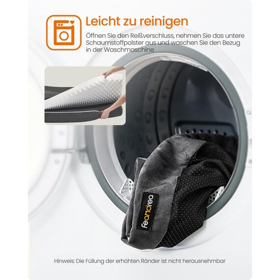 Feandrea Orthopädisches Hundebett, Hundekissen, Hundekorb, weiche Polsterung, Hundesofa, erhöhte Ränder, Bezug abnehmbar und waschbar, 120 x 85 x 18 cm, rutschfeste Unterseite, dunkelgrau PGW078G01V1