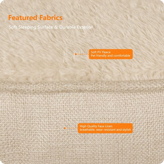 HMTOPE Hundebett, Hundesofa, Hundekissen, Hundekörbchen Abnehmbar und waschbar, Beige, 110 x 86 x 26 cm