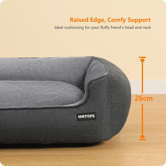 HMTOPE Hundebett, Hundesofa, Hundekissen, Hundekörbchen Abnehmbar und waschbar, Grau Spleißen, 110 x 86 x 26 cm