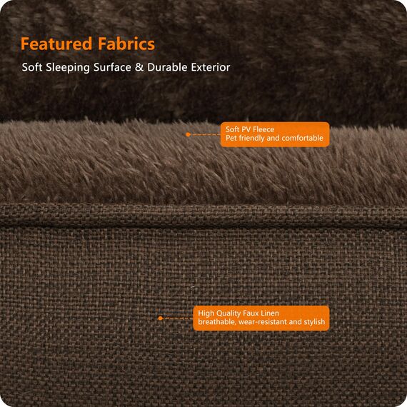 HMTOPE Hundebett, Hundesofa, Hundekissen, Hundekörbchen Abnehmbar und waschbar, Braun, 120 x 90 x 30 cm