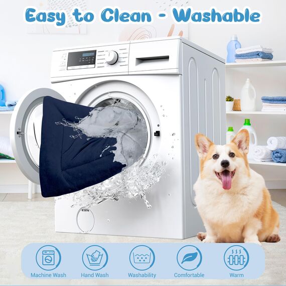 Baodan Hundebett Kleine Hunde Waschbar, 75x50 cm Hundekissen Flauschig mit rutschfeste Unterseite, Hundebetten für Kleine Mittelgroße Hunde, Marineblau