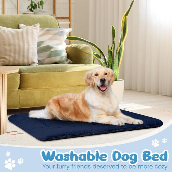 Baodan Hundebett Grosse Hunde Waschbar, 122x75 cm Hundekissen Flauschig mit rutschfeste Unterseite, XXL Hundebetten für Große Hunde, Marineblau