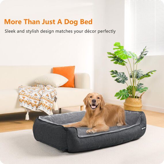 HMTOPE Hundebett, Hundesofa, Hundekissen, Hundekörbchen Abnehmbar und waschbar, Grau Spleißen, 110 x 86 x 26 cm