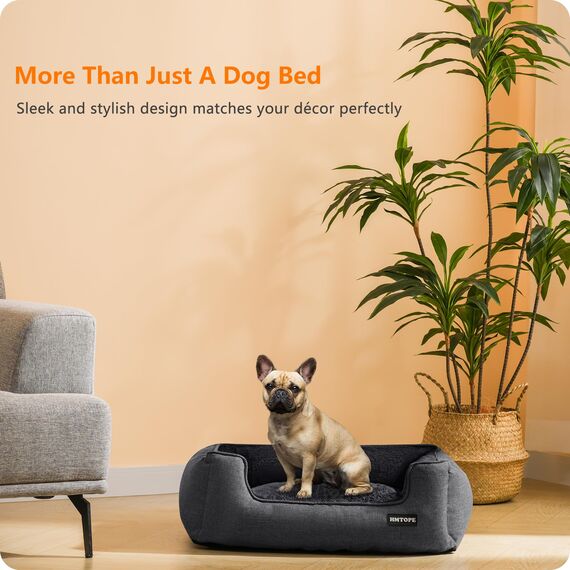 HMTOPE Hundebett, Hundesofa, Hundekissen, Hundekörbchen Abnehmbar und waschbar, Dunkelgrau, 70 x 55 x 21 cm