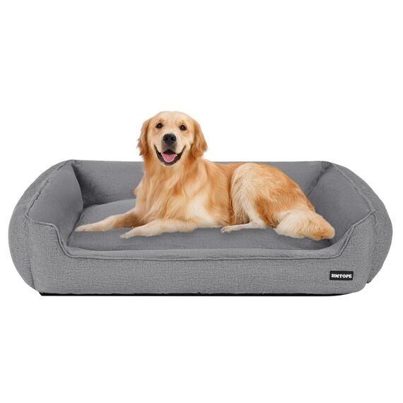 HMTOPE Hundebett, Hundesofa, Hundekissen, Hundekörbchen Abnehmbar und waschbar, Hellgrau, 110 x 86 x 26 cm