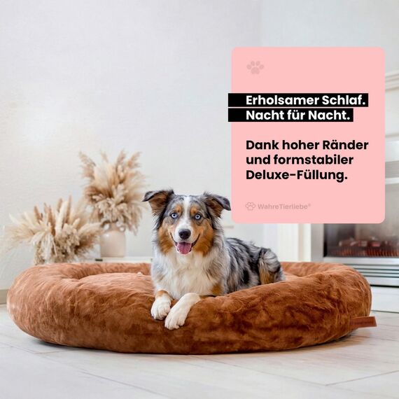Wahre Tierliebe Orthopädisches Hundebett Deluxe für Kleine bis Große Hunde - Made in Germany - Waschbar & Formstabil - Flauschiges Hundekörbchen mit Hohem Rand für Sicherheit & Geborgenheit