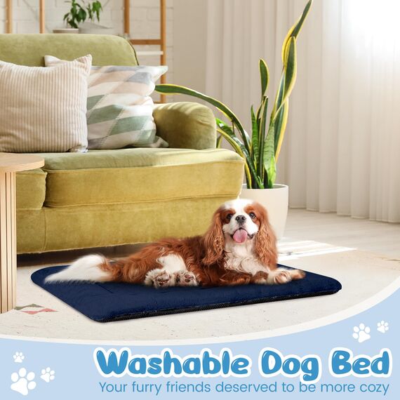 Baodan Hundebett Mittelgroße Hunde Waschbar, 90x60 cm Hundekissen Flauschig mit rutschfeste Unterseite, Hundebetten für Mittelgroße Hunde, Marineblau