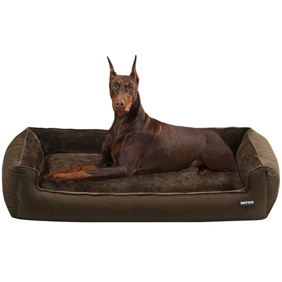 HMTOPE Hundebett, Hundesofa, Hundekissen, Hundekörbchen Abnehmbar und waschbar, Braun, 120 x 90 x 30 cm