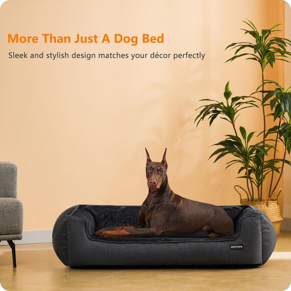 HMTOPE Hundebett, Hundesofa, Hundekissen, Hundekörbchen Abnehmbar und waschbar, Dunkelgrau, 120 x 90 x 30 cm