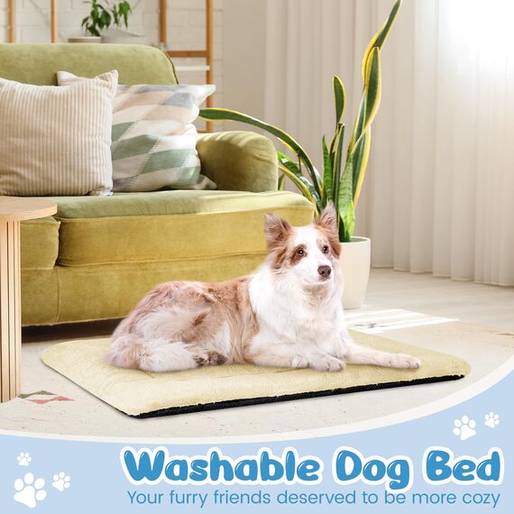 Baodan Hundebett Grosse Hunde, Hundekissen Waschbar Dog Bed - 106x71 cm Superweich Katzenbett mit Rutschfester Unterseite - Beige