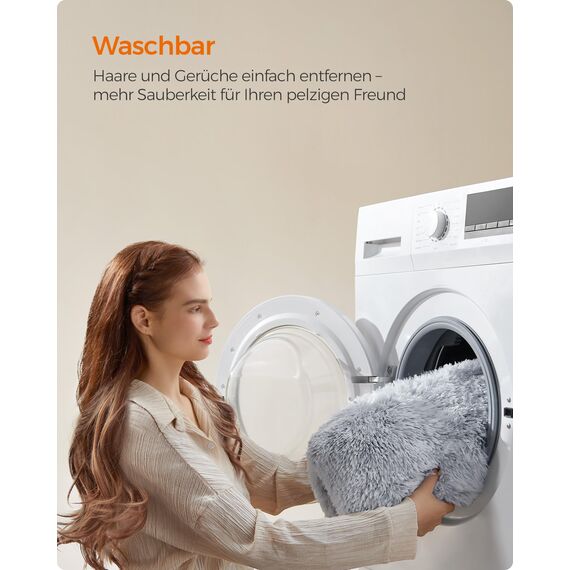 Feandrea Hundebett, Hundekissen, Flauschige Hundematte, Langer Plüsch, 65 x 45 cm, weiche Polsterung, maschinenwaschbar, multifunktional, Ombré-Grau PGW200G01