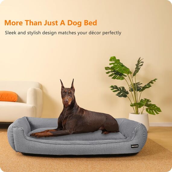 HMTOPE Hundebett, Hundesofa, Hundekissen, Hundekörbchen Abnehmbar und waschbar, Hellgrau, 120 x 90 x 30 cm