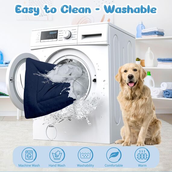 Baodan Hundebett Grosse Hunde Waschbar, 106x71 cm Hundekissen Flauschig mit rutschfeste Unterseite, XL Hundebetten für Große Hunde, Marineblau