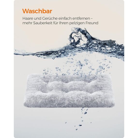 Feandrea Hundebett, Hundekissen, Flauschige Hundematte, Langer Plüsch, 105 x 68 cm, weiche Polsterung, waschbar, multifunktional, Ombré-Grau PGW206GA01
