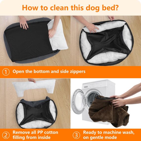 HMTOPE Hundebett, Hundesofa, Hundekissen, Hundekörbchen Abnehmbar und waschbar, Braun, 110 x 86 x 26 cm