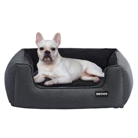 HMTOPE Hundebett, Hundesofa, Hundekissen, Hundekörbchen Abnehmbar und waschbar, Dunkelgrau, 70 x 55 x 21 cm