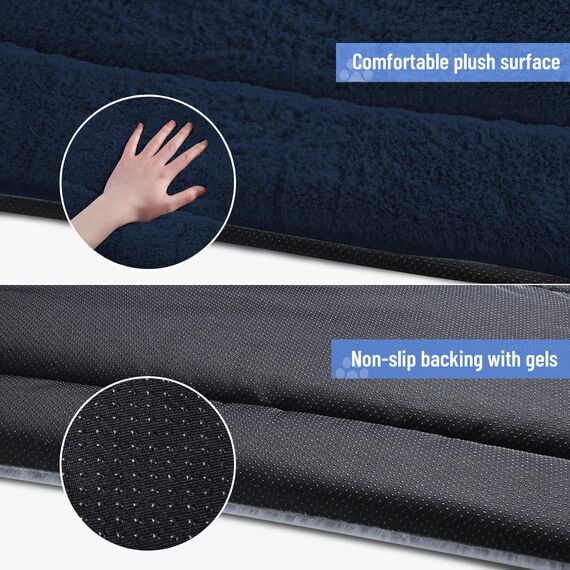 Baodan Hundebett Kleine Hunde Waschbar, 75x50 cm Hundekissen Flauschig mit rutschfeste Unterseite, Hundebetten für Kleine Mittelgroße Hunde, Marineblau