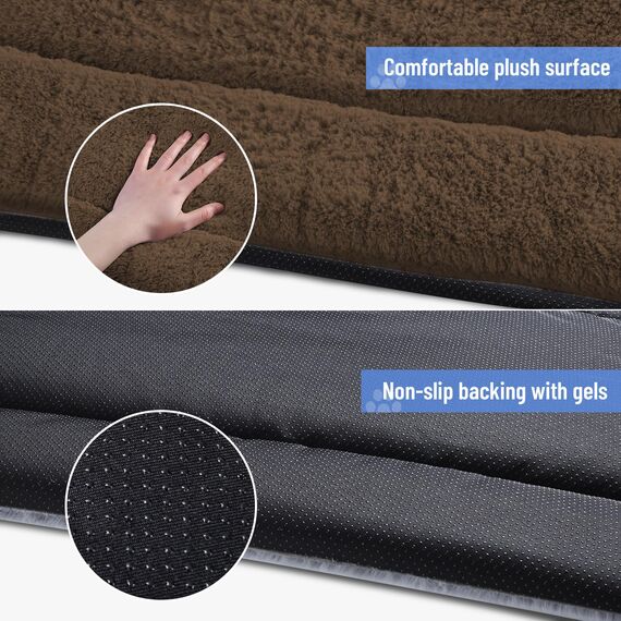 Baodan Hundebett Grosse Hunde Waschbar, 106x71 cm Hundekissen Flauschig mit rutschfeste Unterseite, XL Hundebetten für Große Hunde, Braun