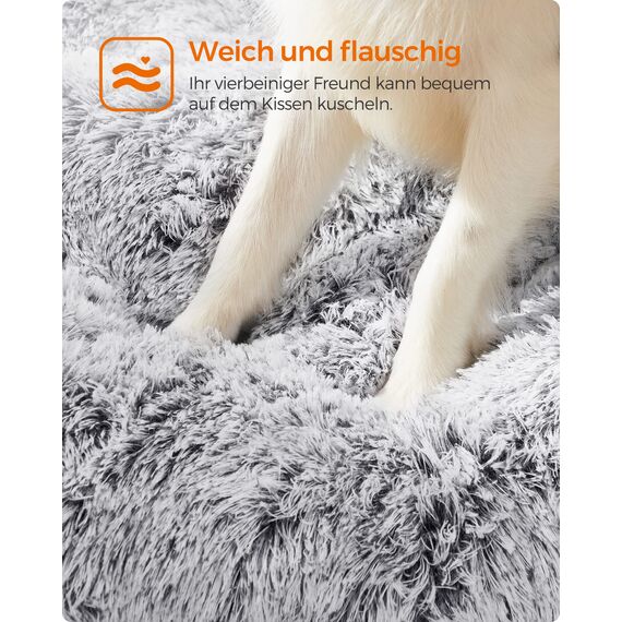 Feandrea Hundebett, Hundekissen, Flauschige Hundematte, Langer Plüsch, 105 x 68 cm, weiche Polsterung, waschbar, multifunktional, Ombré-Grau PGW206GA01