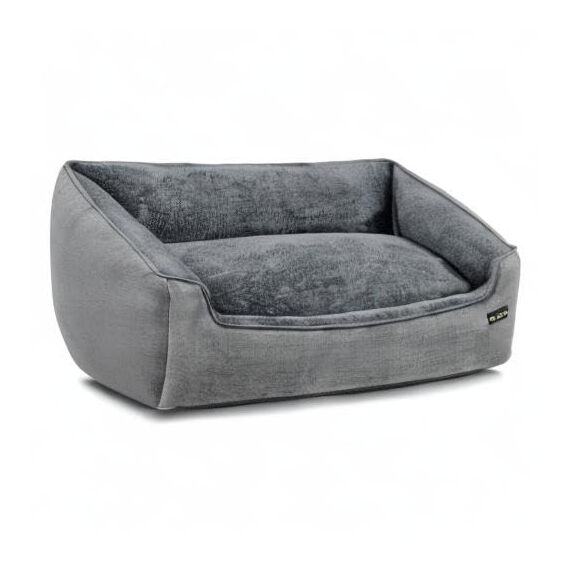 Feandrea Hundebett, Hundekissen in Leinenoptik, Hundekorb, erhöhte Ränder, rutschfeste Unterseite, Bezug abnehmbar waschbar, XL, für große Hunde, 110 x 75 x 27 cm, hellgrau PGW12GG