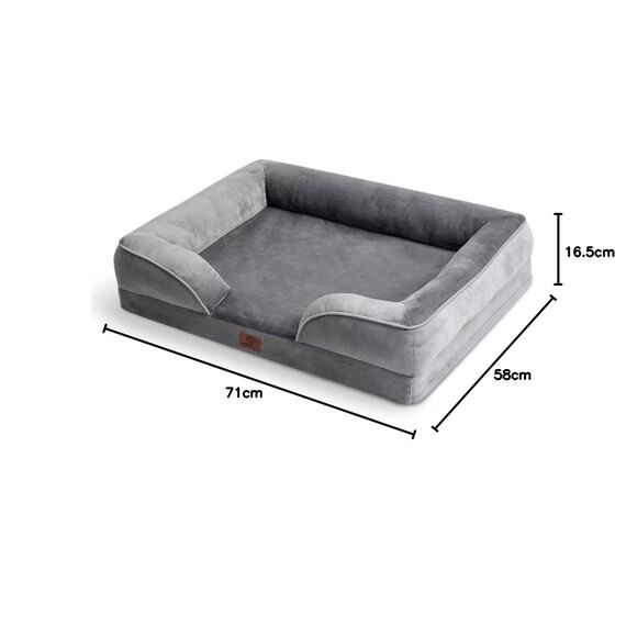 BEDSURE orthopädisches Hundebett Ergonomisches Hundesofa - 71x58 cm Hundecouch mit eierförmiger Kistenschaum für kleine Hunde, waschbar rutschfest Hundebetten, grau
