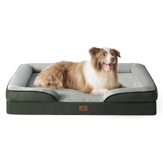 BEDSURE orthopädisches Hundebett Ergonomisches Hundesofa - 97x71 cm Hundecouch mit eierförmiger Kistenschaum für große Hunde, waschbar rutschfest Hundebetten, tannengrün